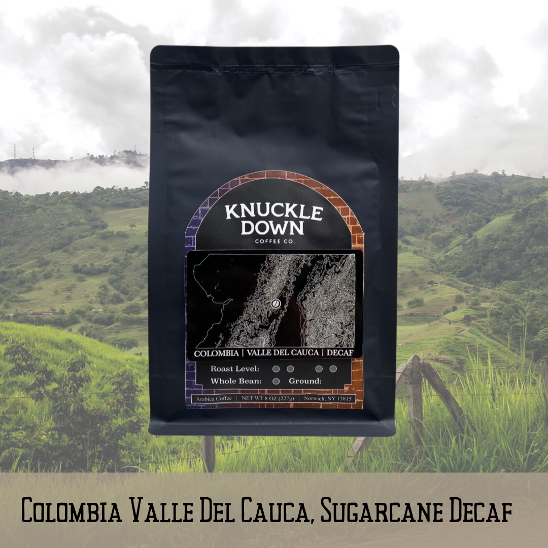 Decaf Colombia Valle Del Cauca, Sugarcane Processed, Medium Roast, 8 Oz.